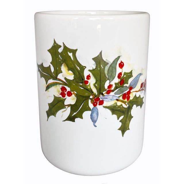 Winter Wonderland Holly & Berries Wine Bottle Holder/Utensil Holder
