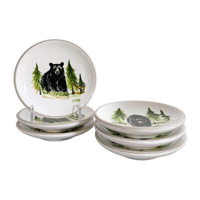 Black Bear Canape Dishes - Small Plates (Set of 6)