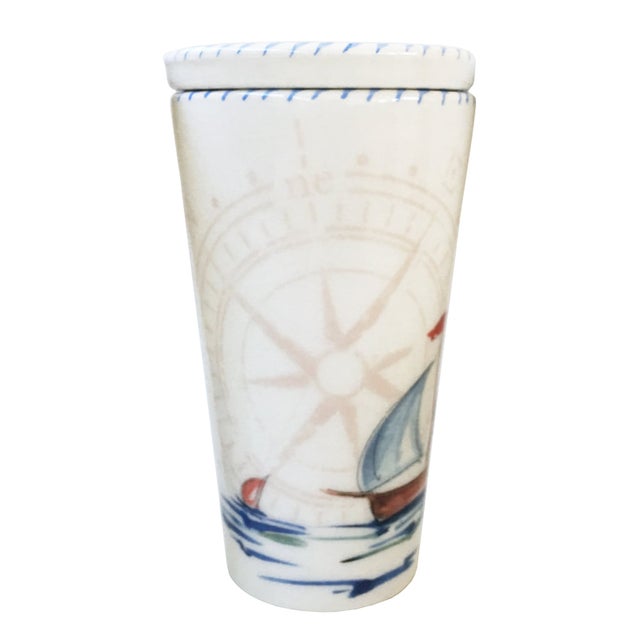 Sailboat Ceramic Glass/Cup with Lid/Coaster