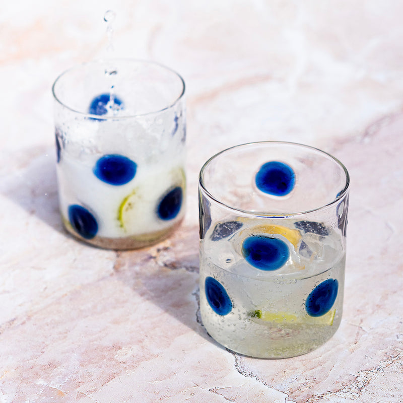 Drop Blue Double Old Fashioned - Set of 2