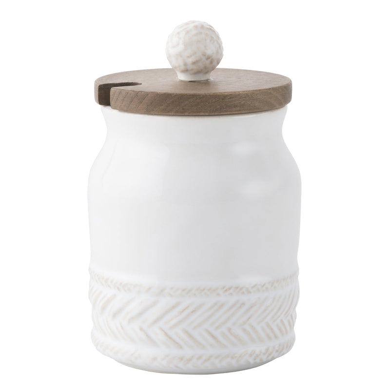 Le Panier Sugar Bowl with Wooden Lid - Whitewash