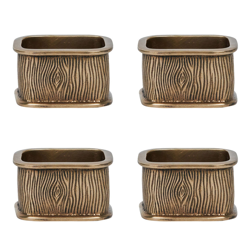 Blenheim Oak Napkin Ring Set/4 - Brass