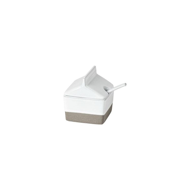 SUGAR BOWL W/LID & SPOON 5oz-WHITE (FESTA)