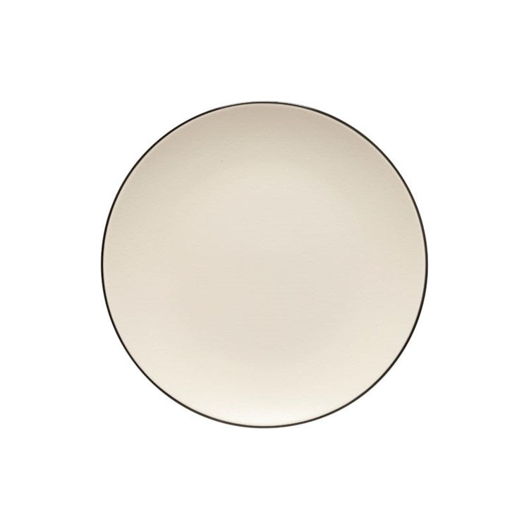 DINNER PLATE-NATURAL W/BLACK RIM (AUGUSTA)