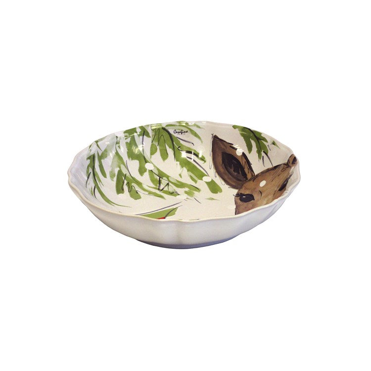 SOUP/PASTA BOWL-WHITE (DEER FRIENDS)