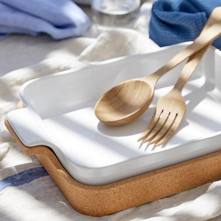 BAKER RECT 16in W/CORK TRAY-WHITE (ENSEMBLE)