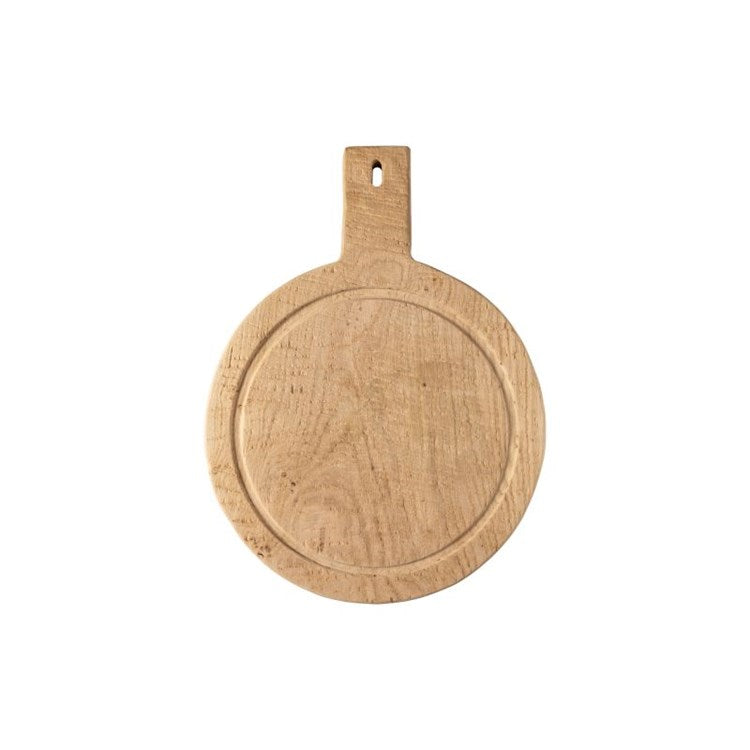 OAK 16in ROUND SERVING BOARD W/HANDLE (PLANO)