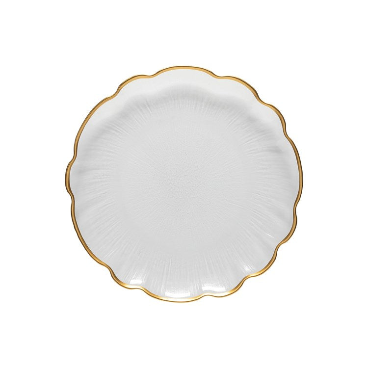 GLASS DINNER PLATE 11in-GOLD RIMMED (FRANCESCA)