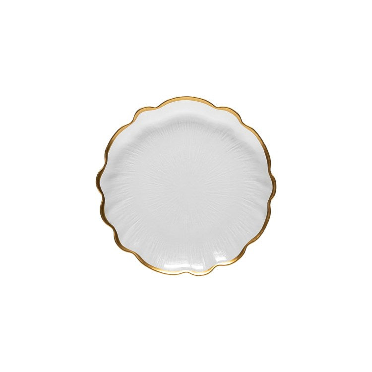 GLASS SALAD PLATE 8in-GOLD RIMMED (FRANCESCA)
