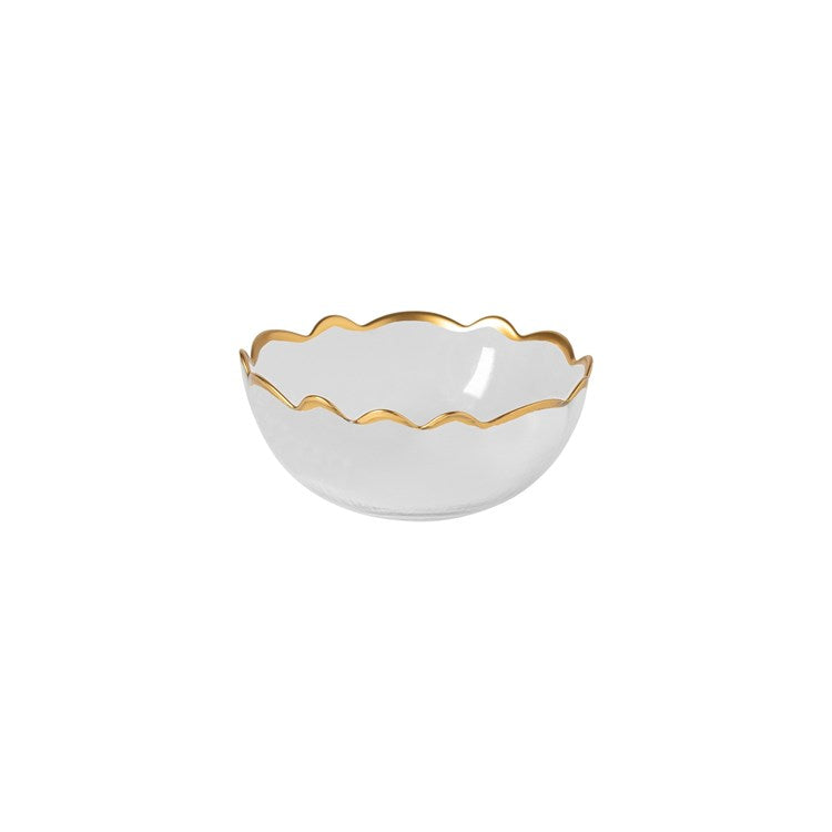 GLASS SOUP/CEREAL BOWL 6in-GOLD RIMMED (FRANCESCA)