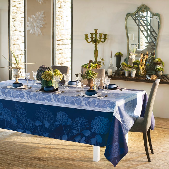Hortensias Tablecloth - Bleu - Cotton