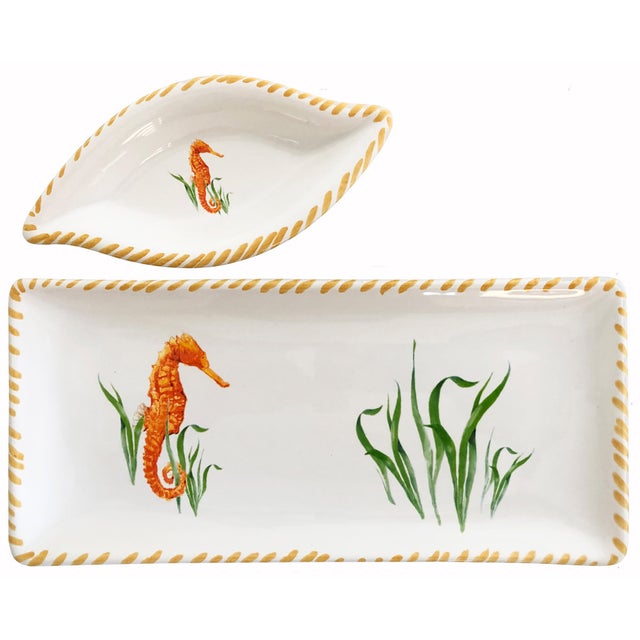 Seahorse Set - narrow small tray & dipping bowl