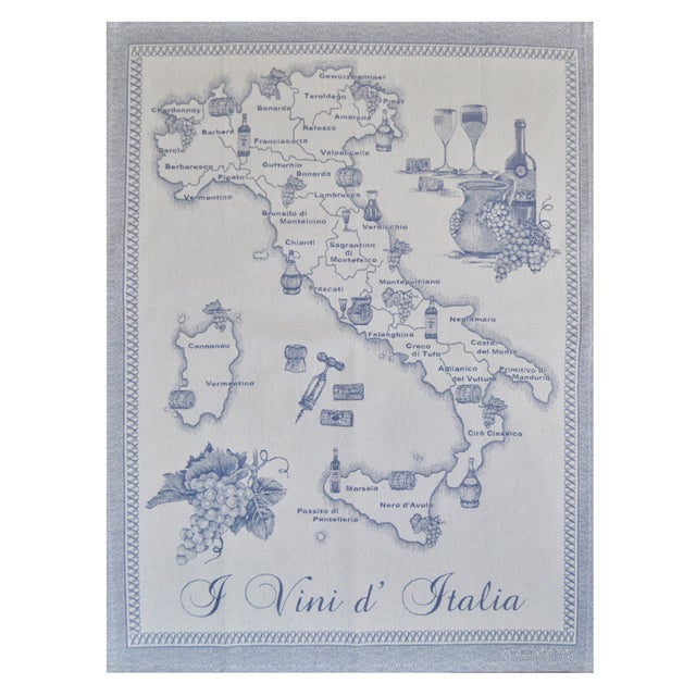 Kitchen Towel -Wines of Italy Collection â Blue, 100% cotton