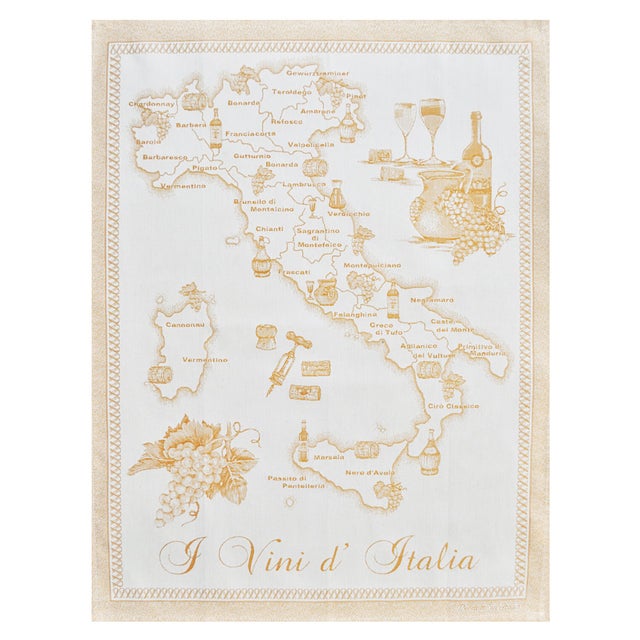 Kitchen Towel -Wines of Italy Collection - Yellow, 100% cotton
