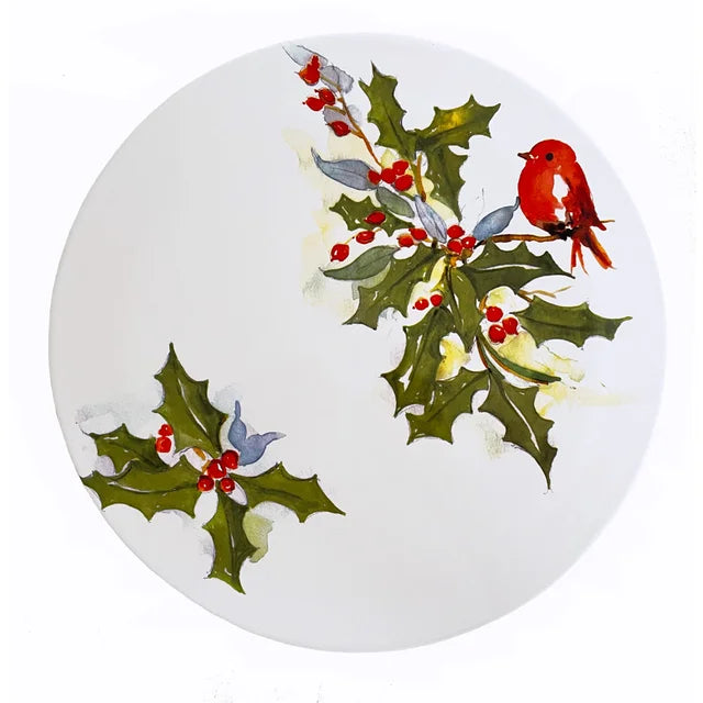 Winter Wonderland Holly & Berries Round Tray/Charger/Cake Plate